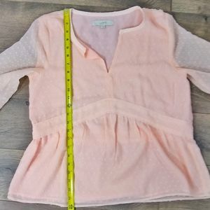 💚Loft Blouse Empire Waist Sheer Polka dot Small